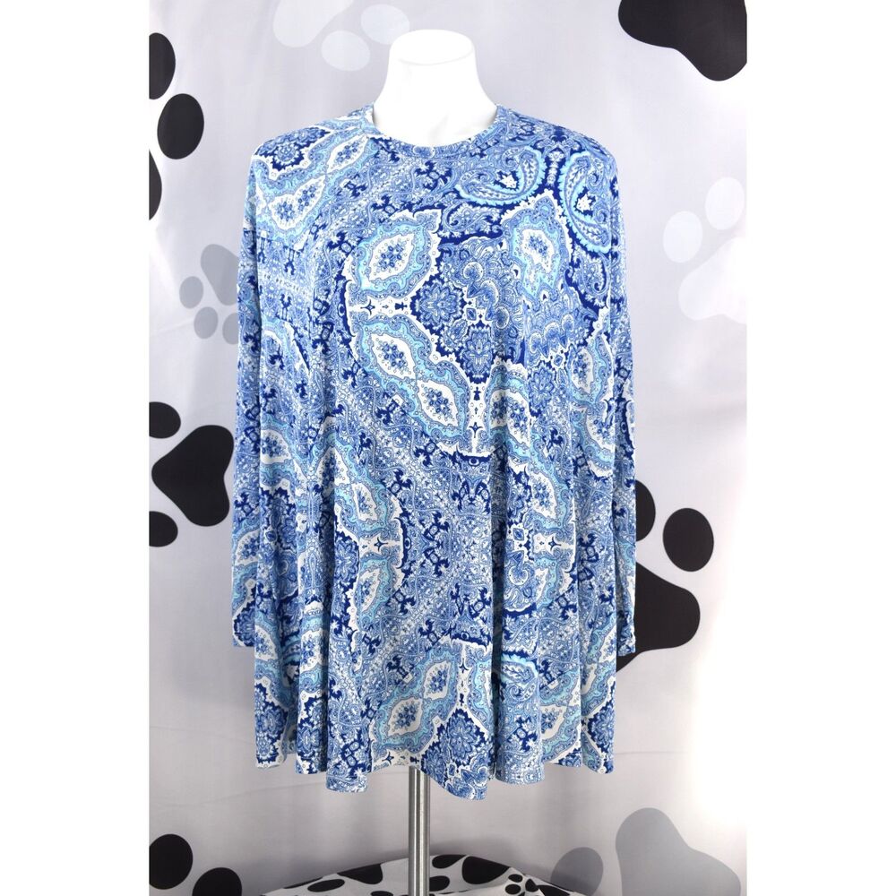 Show Me Your Mumu Will Tunic Long Sleeve Oversized Boho Long Sleeve Top Blue S